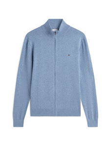 Tommy Hilfiger - Cotton Zip Thru -neuletakki - D0Z BRISK BLUE HEATHER | Stockmann
