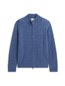 Tommy Hilfiger - Lambswool Zip Through -palmikkoneuletakki - D10 AEGEAN SEA HEATHER | Stockmann