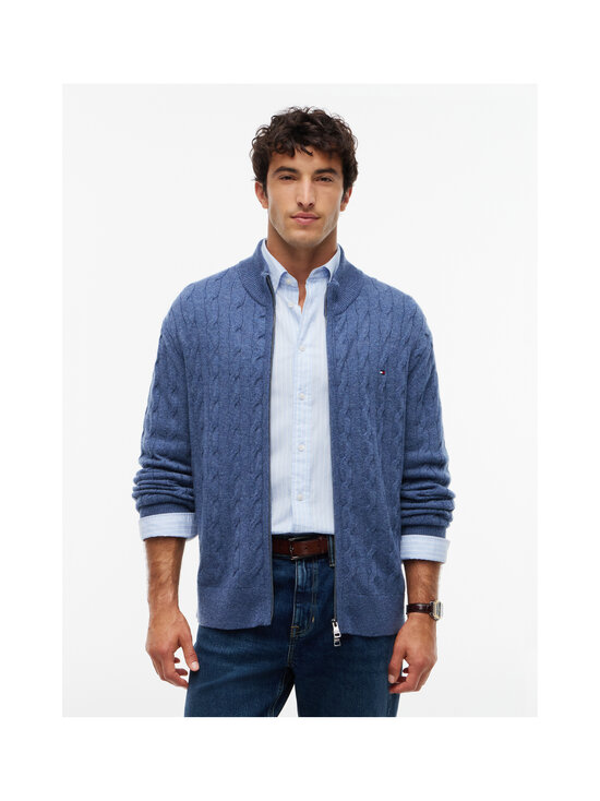 Tommy Hilfiger - Lambswool Zip Through -palmikkoneuletakki - D10 AEGEAN SEA HEATHER | Stockmann - photo 2