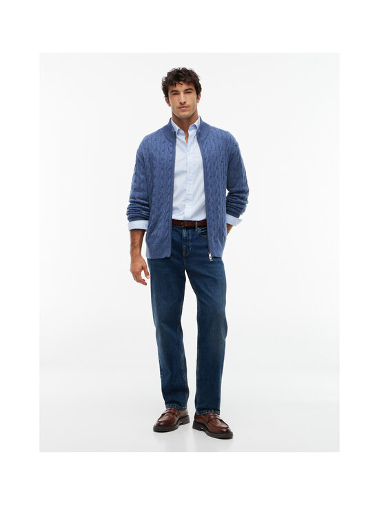 Tommy Hilfiger - Lambswool Zip Through -palmikkoneuletakki - D10 AEGEAN SEA HEATHER | Stockmann - photo 4