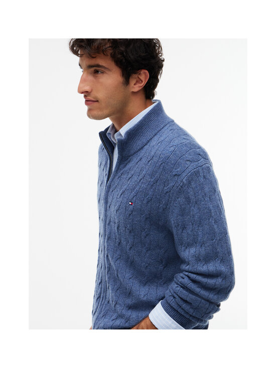 Tommy Hilfiger - Lambswool Zip Through -palmikkoneuletakki - D10 AEGEAN SEA HEATHER | Stockmann - photo 5