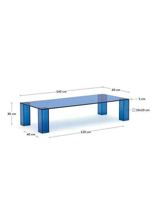 Kave Home - Adularia-sohvapöytä sininen lasi 140 x 60 cm - BLUE | Stockmann - photo 8