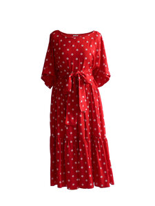 Lili Marleena - Polka dots double ruffle -pitkä mekko - RED | Stockmann