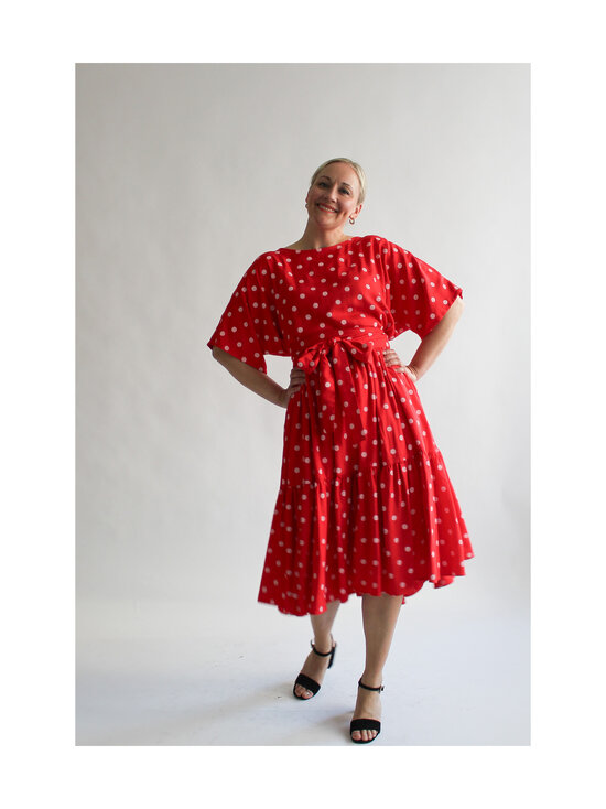 Lili Marleena - Polka dots double ruffle -pitkä mekko - RED | Stockmann - photo 2