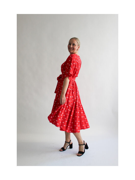 Lili Marleena - Polka dots double ruffle -pitkä mekko - RED | Stockmann - photo 3