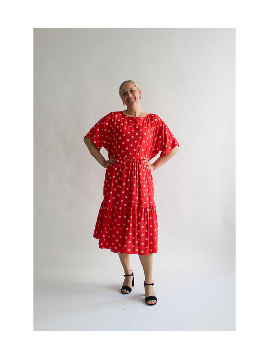 Lili Marleena - Polka dots double ruffle -pitkä mekko - RED | Stockmann - photo 4