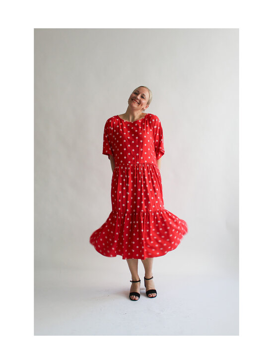 Lili Marleena - Polka dots double ruffle -pitkä mekko - RED | Stockmann - photo 5