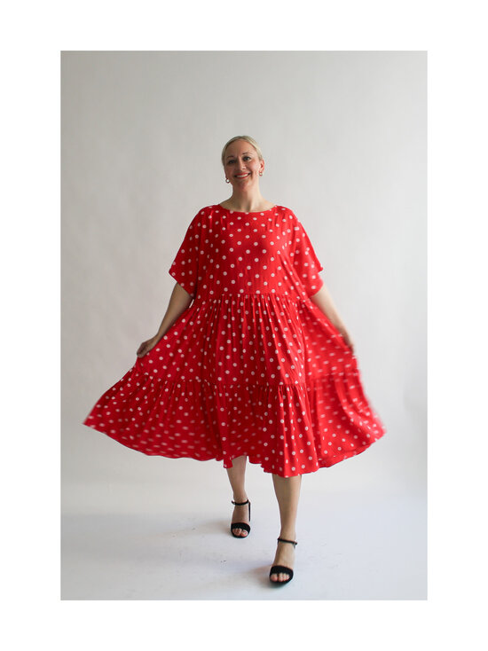 Lili Marleena - Polka dots double ruffle -pitkä mekko - RED | Stockmann - photo 6