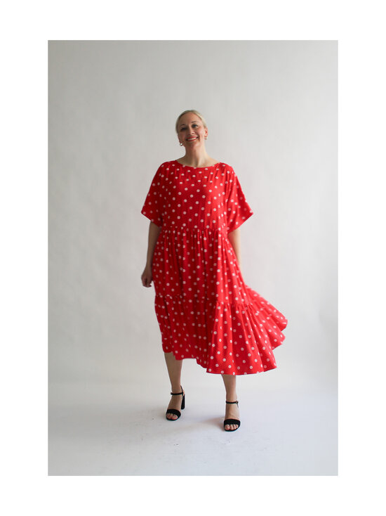 Lili Marleena - Polka dots double ruffle -pitkä mekko - RED | Stockmann - photo 8
