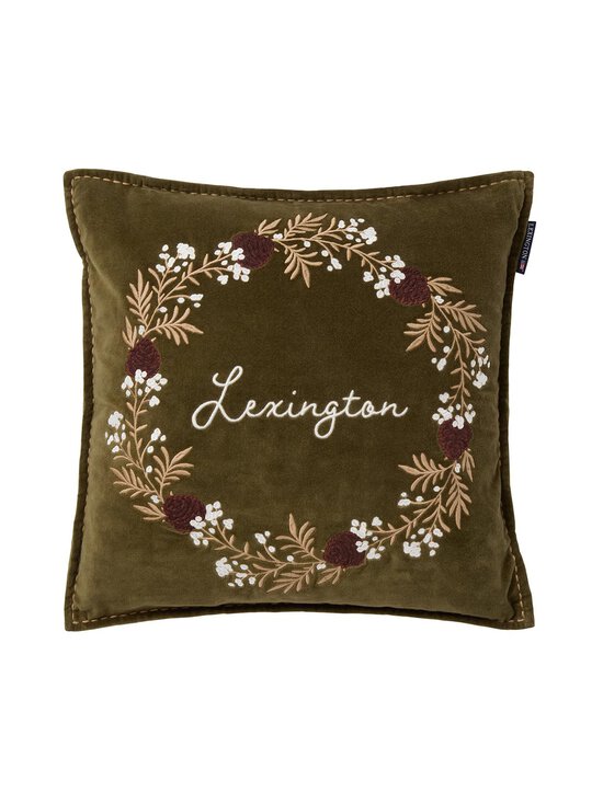 Lexington - Wreath Velvet samta spilvena pārvalks 50 x 50 cm - 8067-SH25 OLIVE/BROWN/WHITE | Stockmann - photo 1