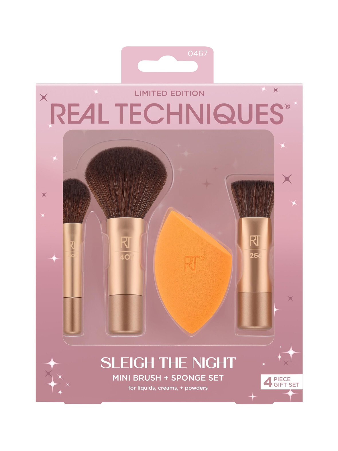 Real Techniques Sleigh the night mini brush + sponge set -pakkaus