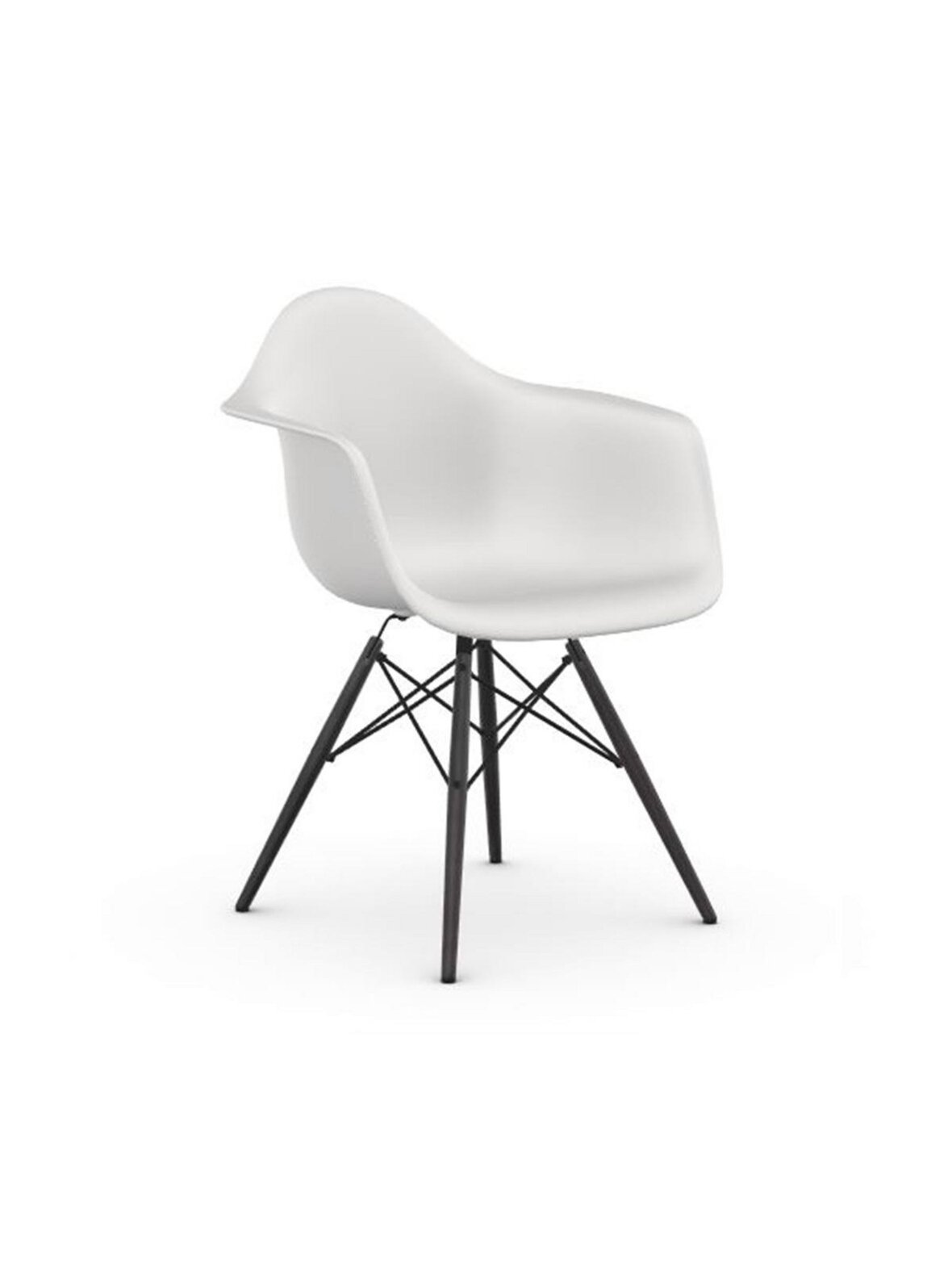 Eames DAW RE -tuoli käsinojilla cotton white/musta vaahtera