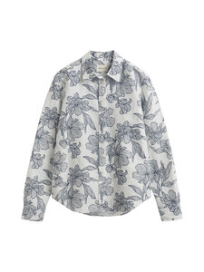 GANT - Floral Print Linen -paita - 433 EVENING BLUE | Stockmann