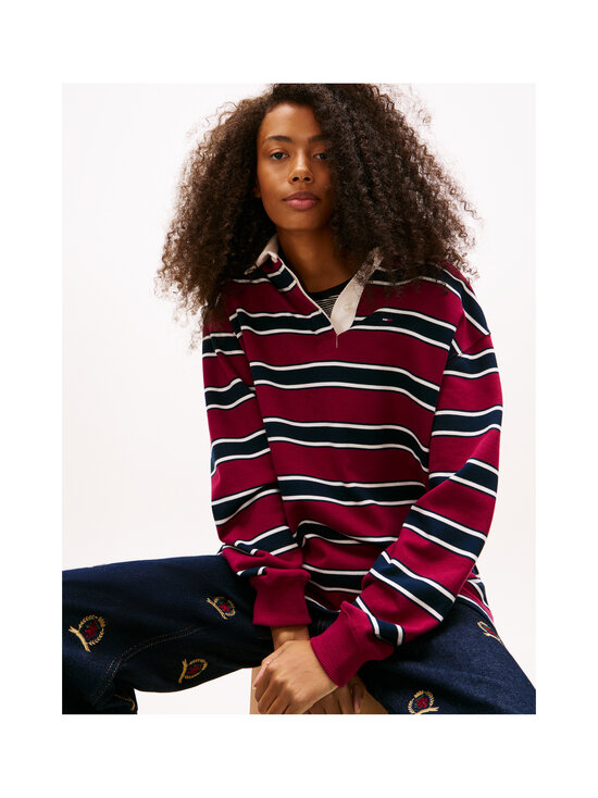 Tommy Jeans - Triibuline Rugby-särk Relaxed S-Flag Stripe - 0E3 LAVISH CERISE / MULTI STRIPE | Stockmann - photo 4