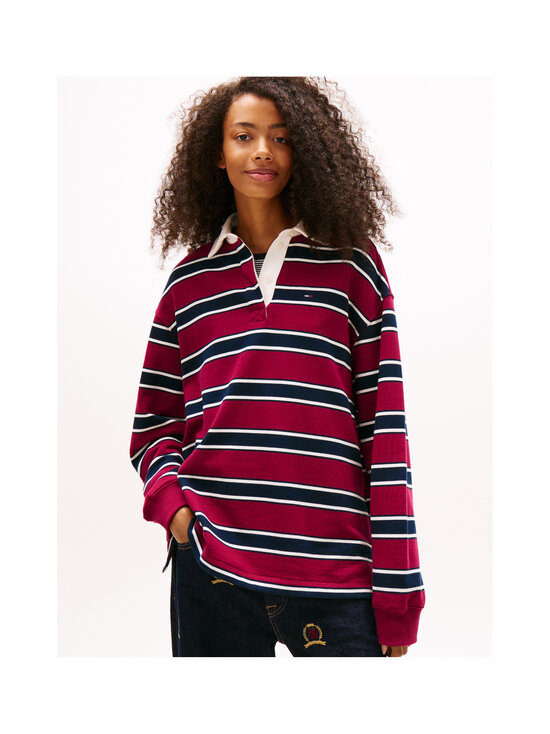 Tommy Jeans - Triibuline Rugby-särk Relaxed S-Flag Stripe - 0E3 LAVISH CERISE / MULTI STRIPE | Stockmann - photo 5