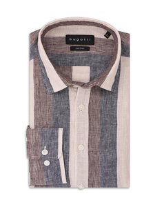 Bugatti - Casual-pellavakauluspaita - 090 BROWN | Stockmann
