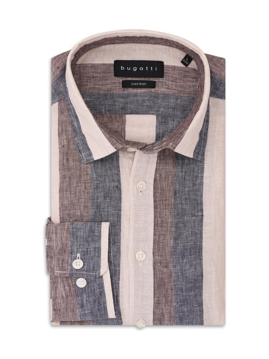 Bugatti - Casual-pellavakauluspaita - 090 BROWN | Stockmann - photo 1