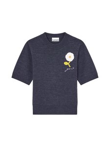 Ganni - Neulottu merinovillainen t-paita - 252 PHANTOM | Stockmann