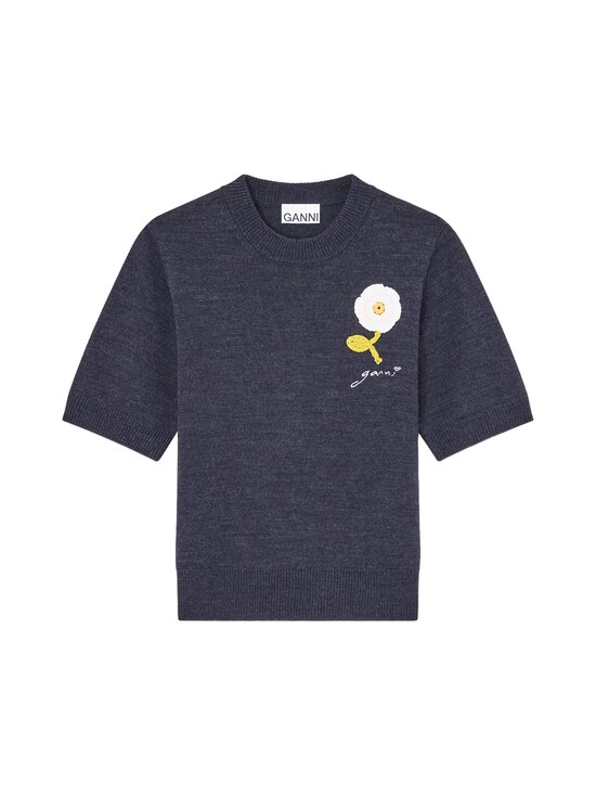 Ganni - Neulottu merinovillainen t-paita - 252 PHANTOM | Stockmann - photo 1