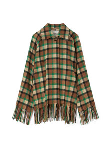 Rodebjer - Yuna Wool Check -poncho - 8089 NUTTY/LEAF GREEN | Stockmann
