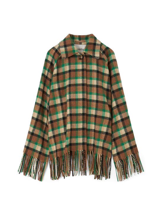 Rodebjer - Yuna Wool Check -poncho - 8089 NUTTY/LEAF GREEN | Stockmann - photo 1