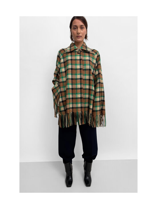 Rodebjer - Yuna Wool Check -poncho - 8089 NUTTY/LEAF GREEN | Stockmann - photo 4