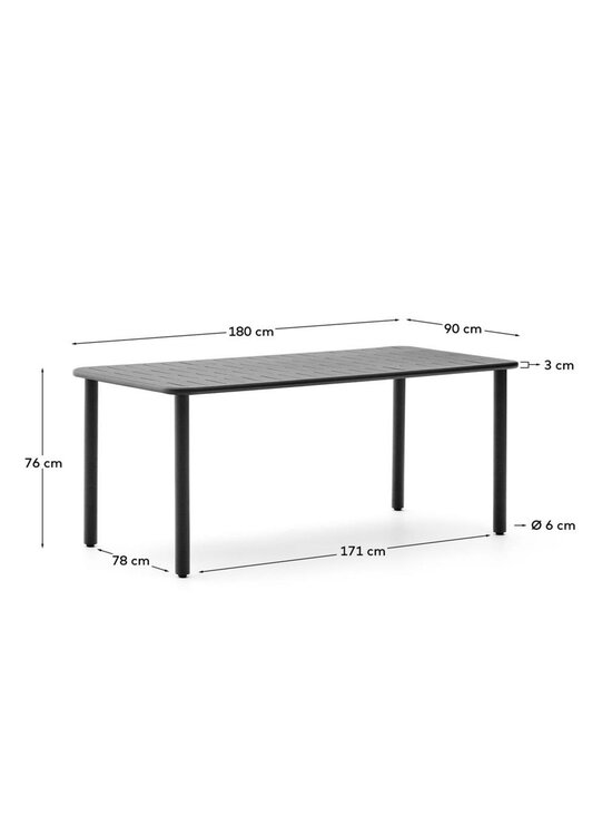Kave Home - Brai-ruokapöytä tummanharmaa 180 x 90 cm - GREY | Stockmann - photo 3