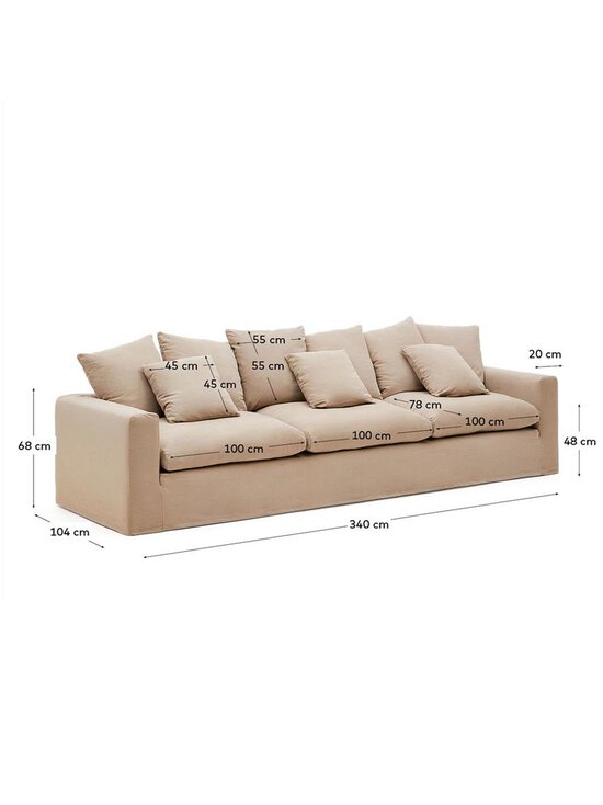 Kave Home - Nora-sohva taupe L 340 cm - BEIGE | Stockmann - photo 3