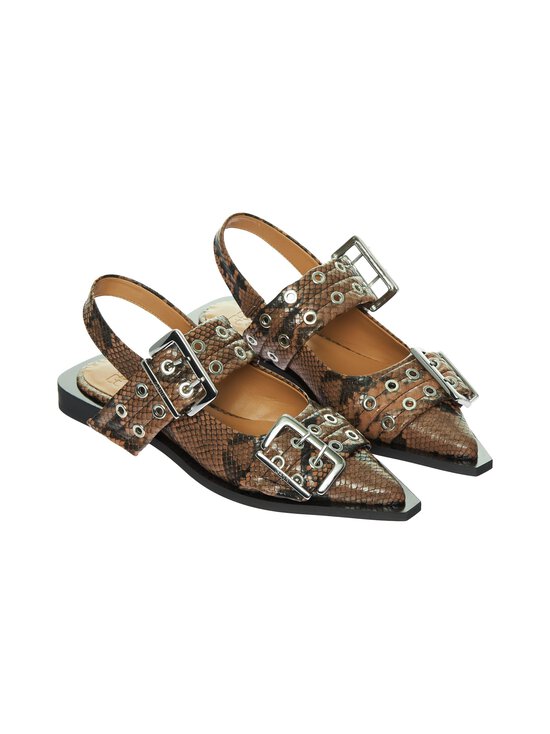 Ganni - Feminine Buckle Snake -ballerinat - 05W CINNAMON SWIRL | Stockmann - photo 5