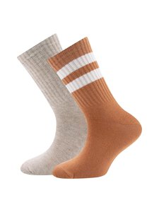 Ewers - Tennis Ringel Rippe -sukat 2-pack - 0001 HELL NOUGAT-DUNKEL BEIGE MEL. | Stockmann