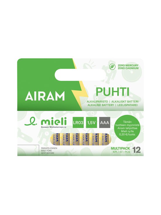 Airam - Mielinauha Puhti LR03 AAA -paristot 12 kpl - YELLOW | Stockmann - photo 1