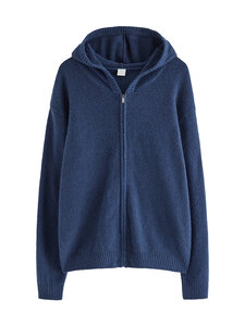 Lindex - Kapuutsiga kudum Zip Hood Knitted - 5272 DARK BLUE MELANGE | Stockmann