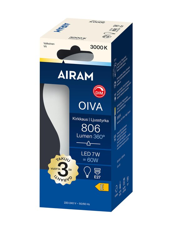 Airam - LED A60 830 806lm E27 -himmennettävä opaalilamppu - TRANSPARENT | Stockmann - photo 2