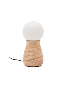 Kave Home - Okeni-pöytävalaisin travertiini / valkoinen lasi - BEIGE | Stockmann