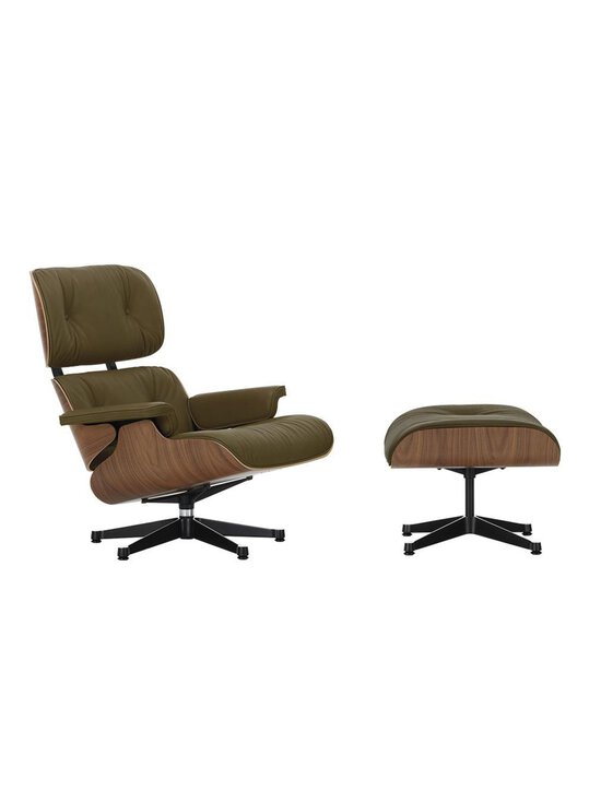Vitra - Eames Lounge -nojatuoli ja rahi Premium-nahka 58 khaki / pähkinä - GREEN | Stockmann - photo 1
