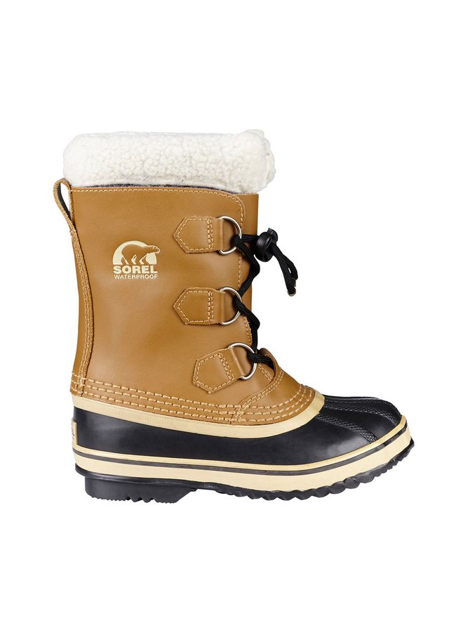 Beige and black winter boots