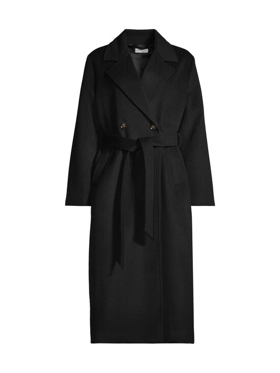 ESSENTIALS by Stockmann - Sade- pitkä villakangastakki - BLACK 19-3911TCX | Stockmann - photo 1