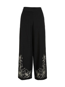 Vila - Vipolli High Waist -brodeeratut housut - BLACK BEAUTY DETAIL:EMB. BIRCH | Stockmann
