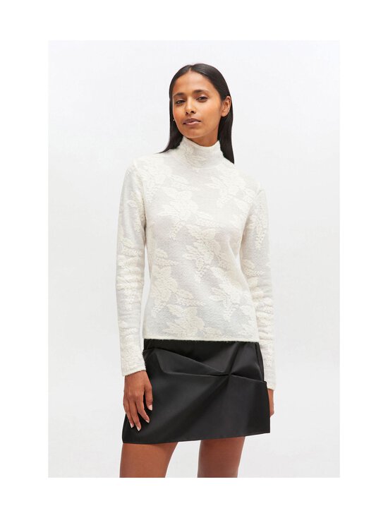 Ganni - Sheer Flower Jacquard Mockneck -neule - 135 EGRET | Stockmann - photo 2