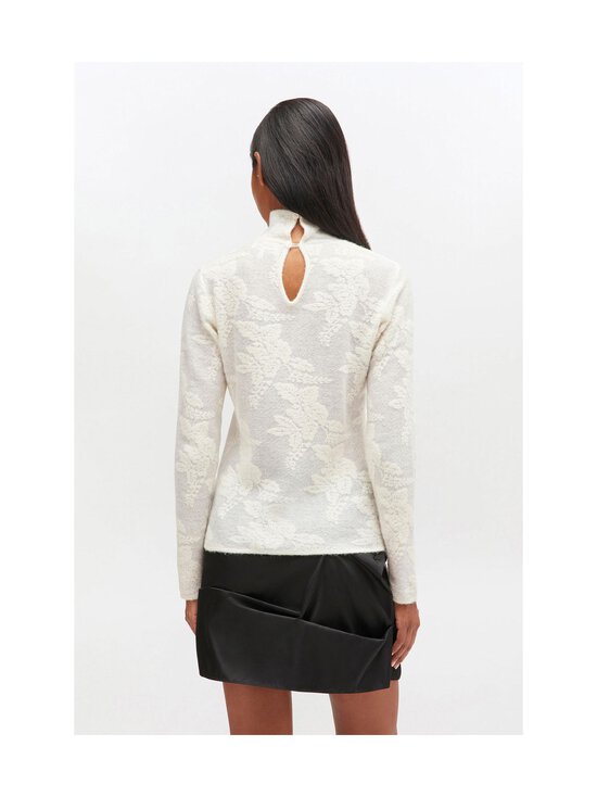 Ganni - Sheer Flower Jacquard Mockneck -neule - 135 EGRET | Stockmann - photo 4