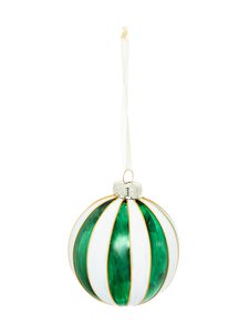 Villa Stockmann - Striped Glass Ball -joulukoriste - GREEN | Stockmann