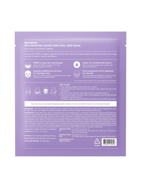 Biodance - Rejuvenating Caviar PDRN Real Deep Mask -kangasnaamio - NOCOL | Stockmann - photo 2