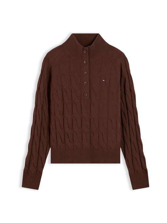 Tommy Hilfiger - Soft Wool Henley -palmikkoneule - GV0 LEGACY BROWN | Stockmann - photo 1