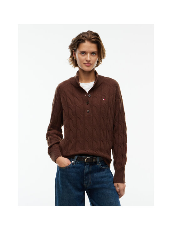 Tommy Hilfiger - Soft Wool Henley -palmikkoneule - GV0 LEGACY BROWN | Stockmann - photo 2