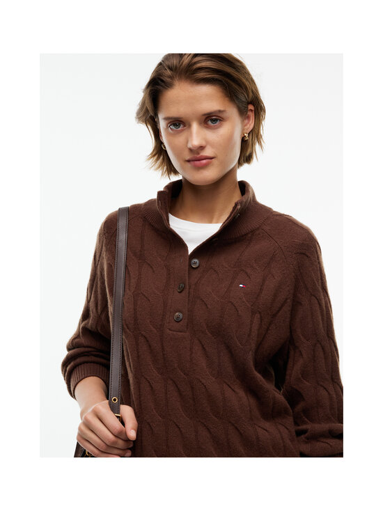 Tommy Hilfiger - Soft Wool Henley -palmikkoneule - GV0 LEGACY BROWN | Stockmann - photo 5