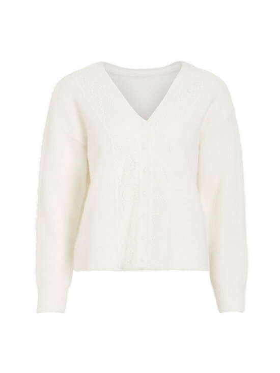 Vila - ViCasas V-neck -neuletakki - CLOUD DANCER DETAIL:DTM LACE | Stockmann - photo 1