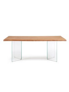 Kave Home - Lotty-ruokapöytä tammi / lasi 180 x 100 cm - BEIGE | Stockmann