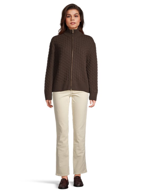 GANT - Vetoketjullinen palmikkoneuletakki - 202 DEEP BROWN | Stockmann - photo 2