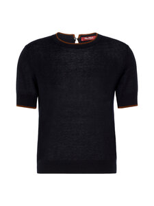 Max Mara Studio - Lyhythihainen neulepusero - 014 NAVY | Stockmann