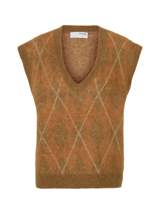 Selected - SlfLulu Brushed Argyle adīta veste - GOLDEN BROWN DETAIL:BIRCH AND ERMINE ARGYLE | Stockmann - photo 1